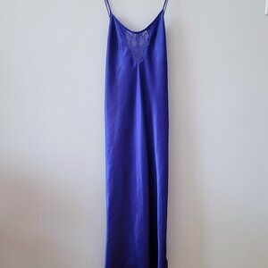 Vintage "Exclusive for Eaton" by Linda Dark Purply-Blue Satin Night Gown/Slip-M